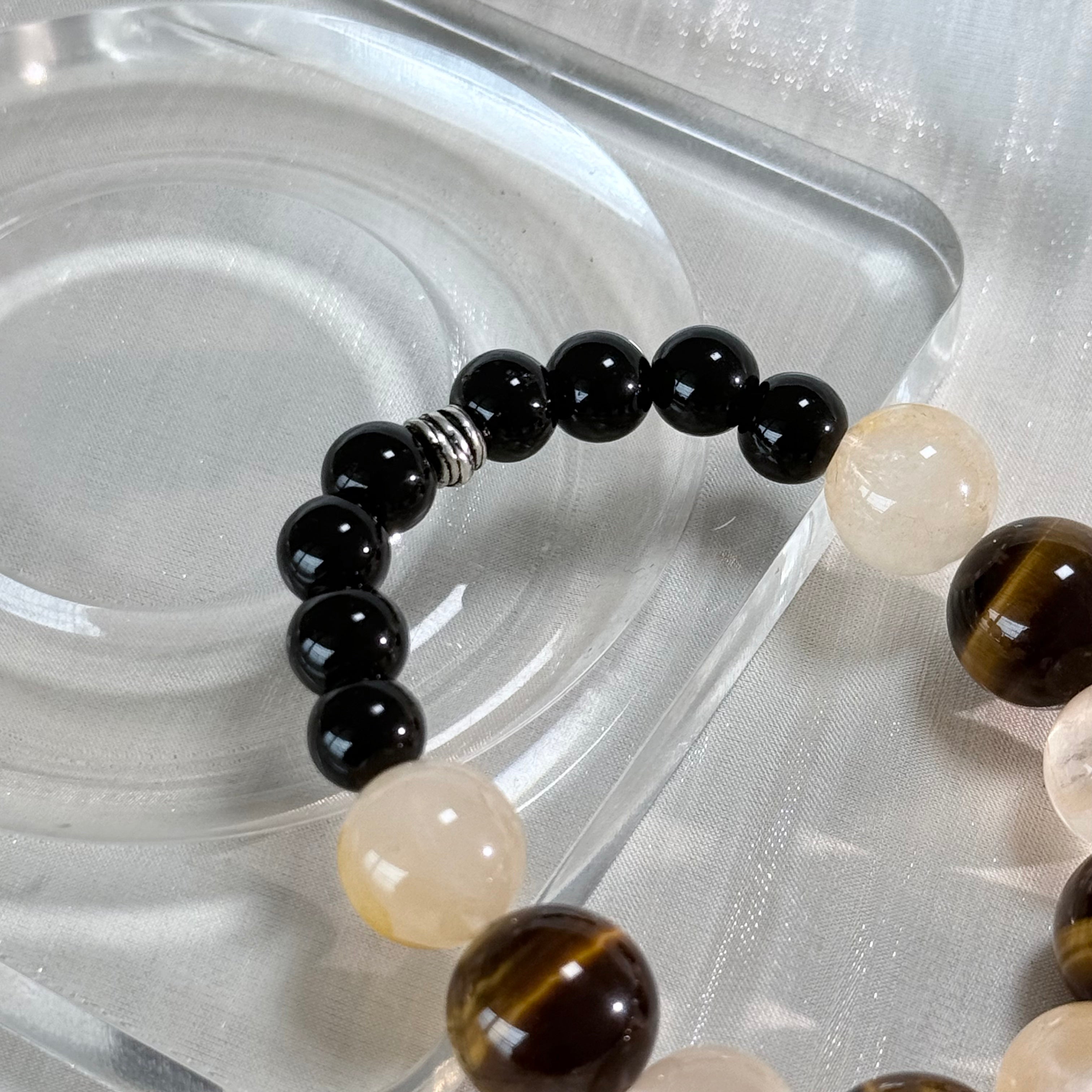 The Abundance Keeper | Natural Tiger Eye & Citrine Obsidian Bracelet for Grounded Prosperity
