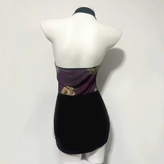 Style Printed See-through Slim Fit Backless Cheongsam