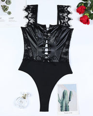 Leather And Lace Camisole Bodysuit