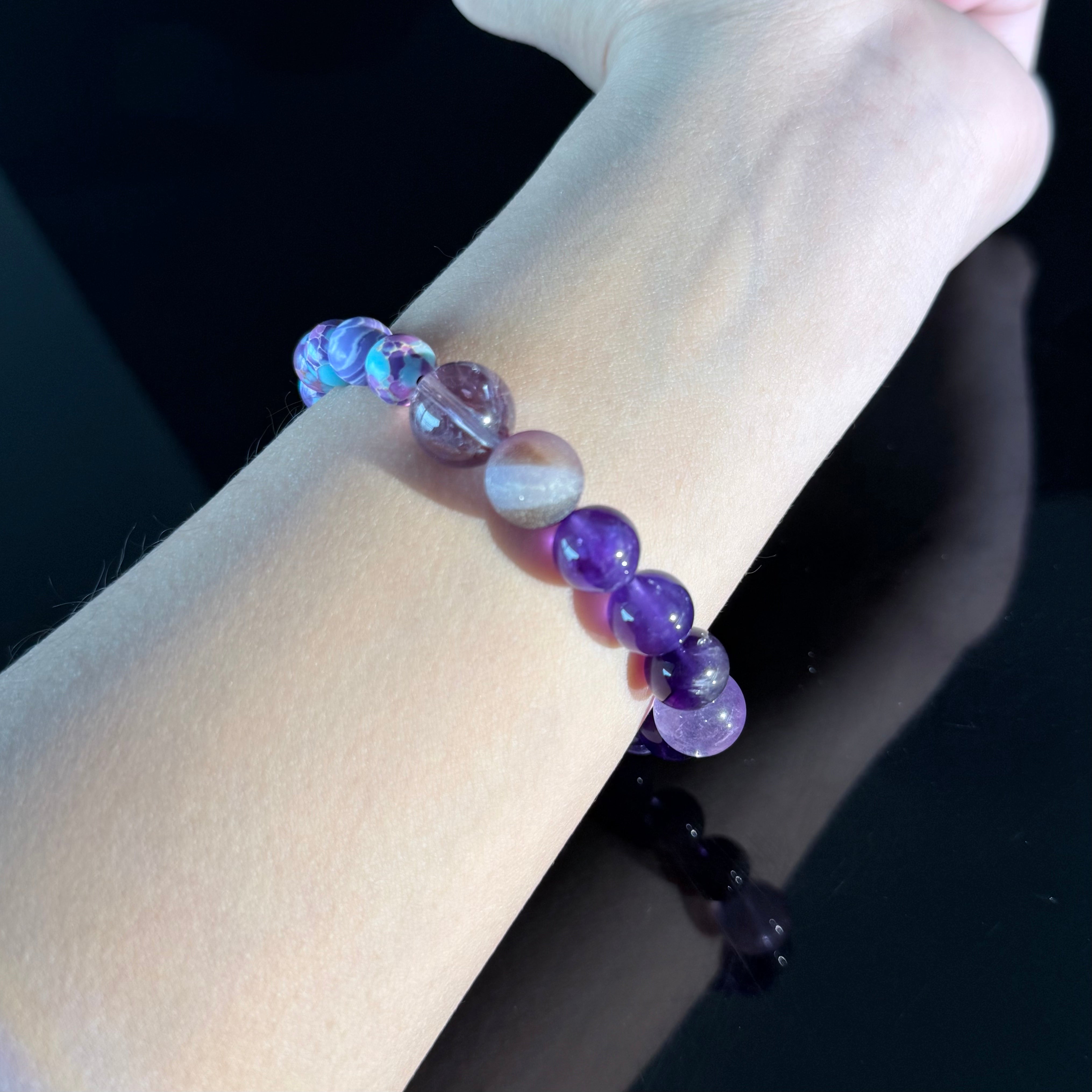 Amethyst & Dream Agate Crystal Bracelet