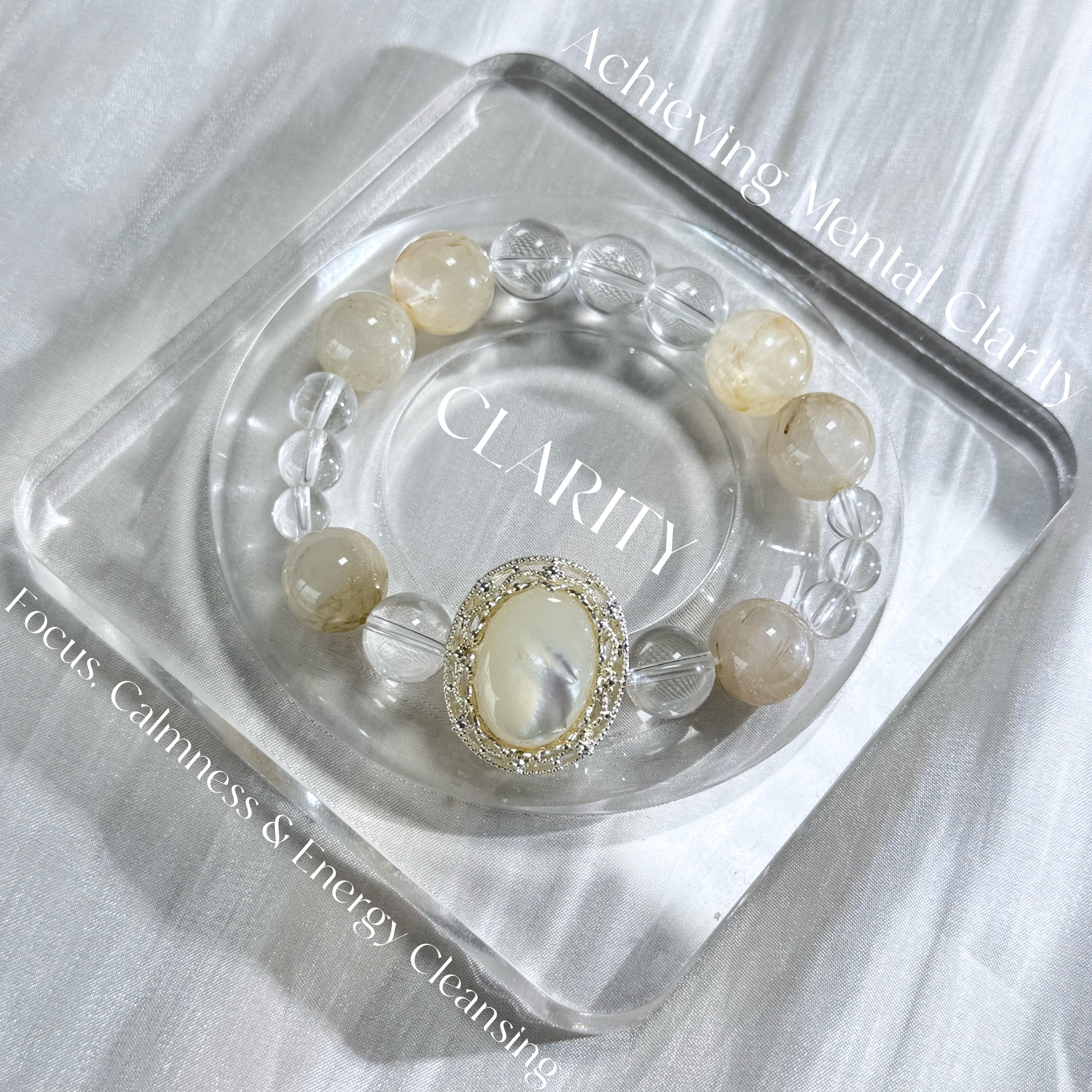 Purify your magnetic field and enhance your aura | White Crystal and Citrine Bracelet