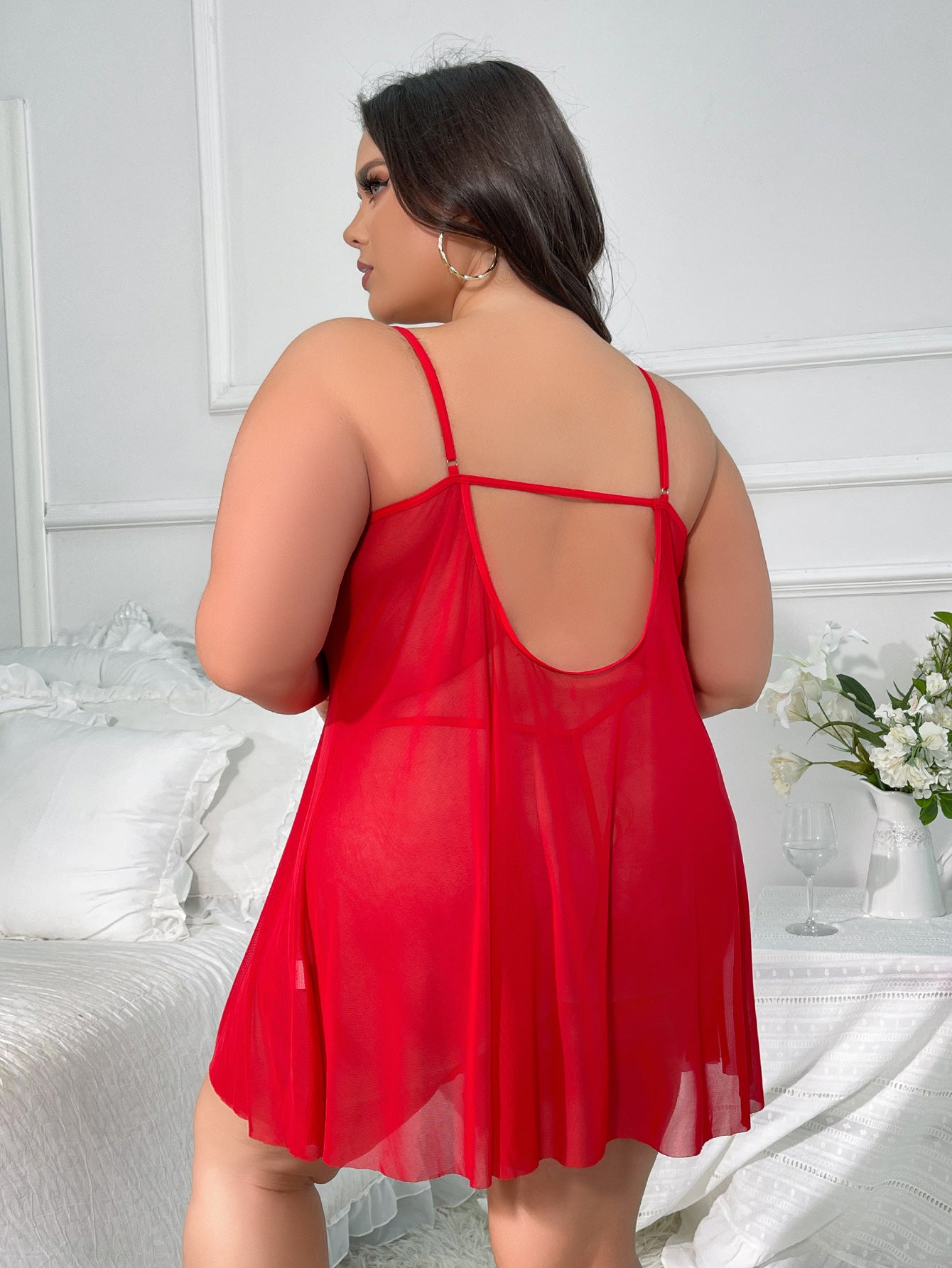 Plus Size See-through Dress Mesh Camisole
