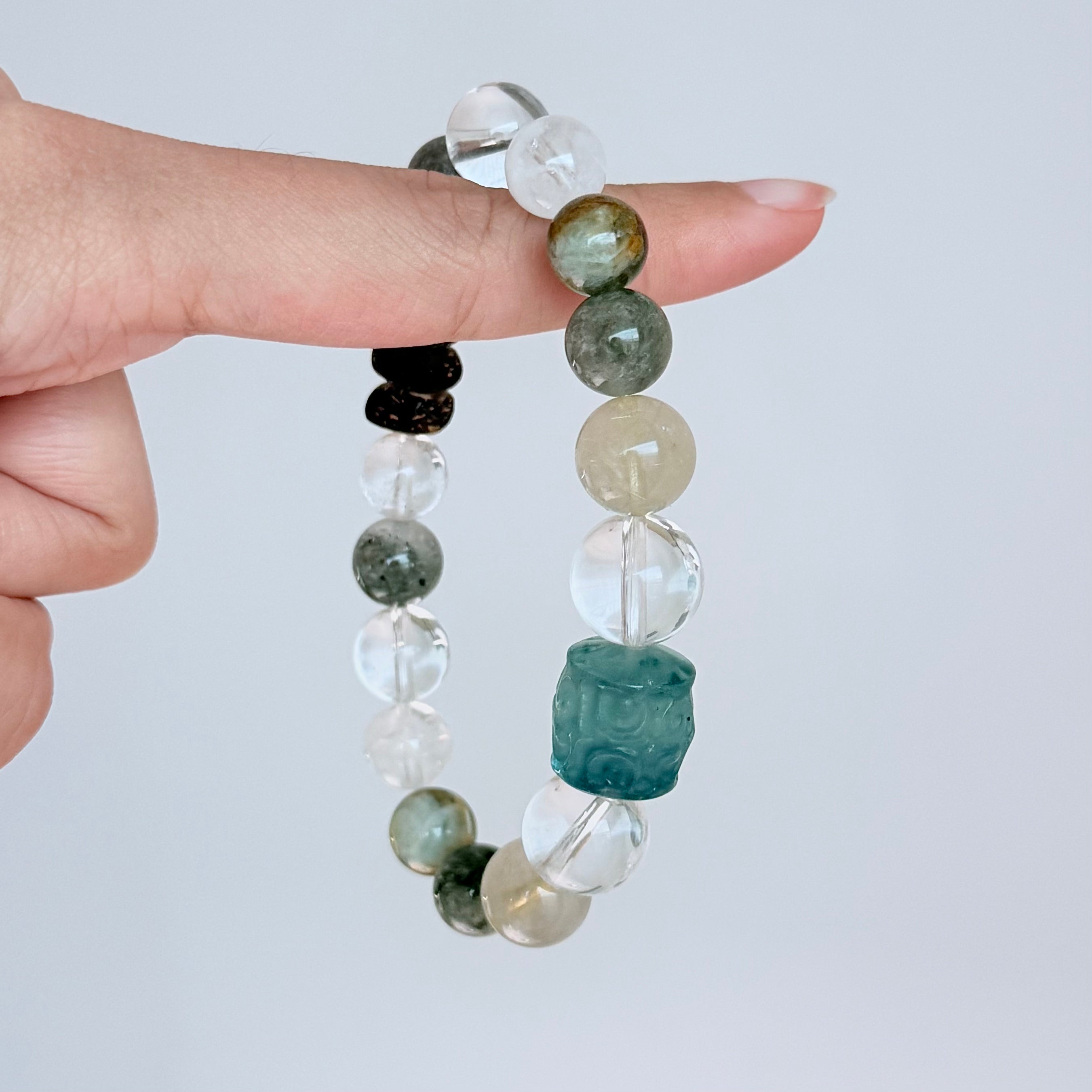 Aquamarine & Golden Rutilated Quartz Bracelet