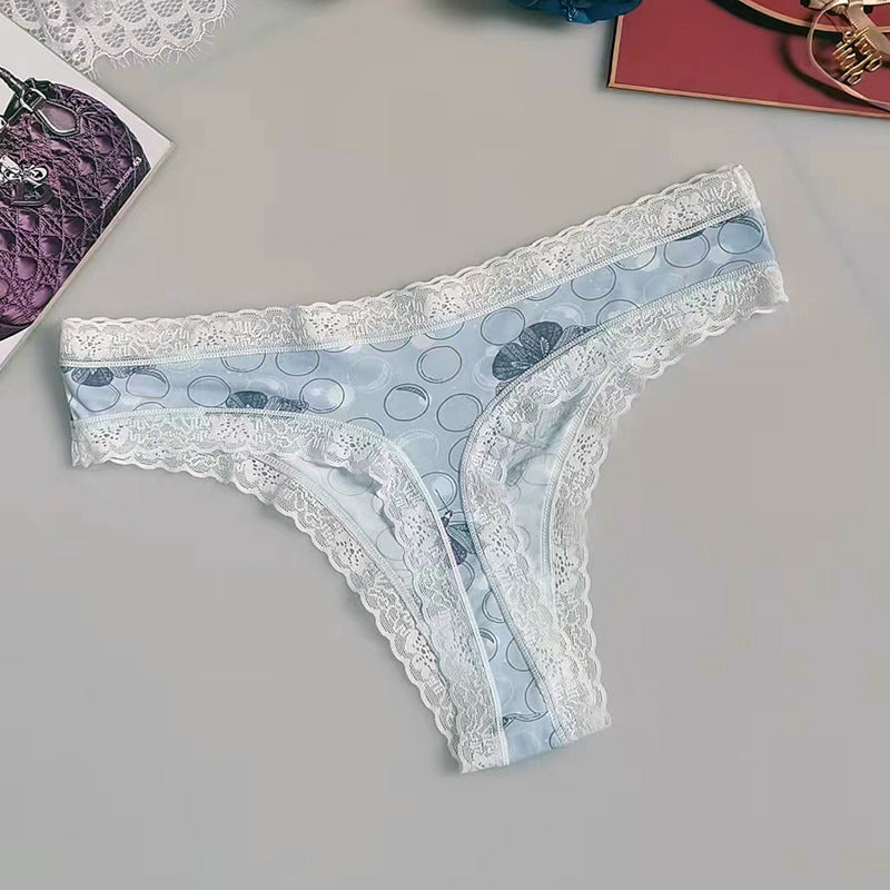 Seamless Silk Printed Underwear Thong