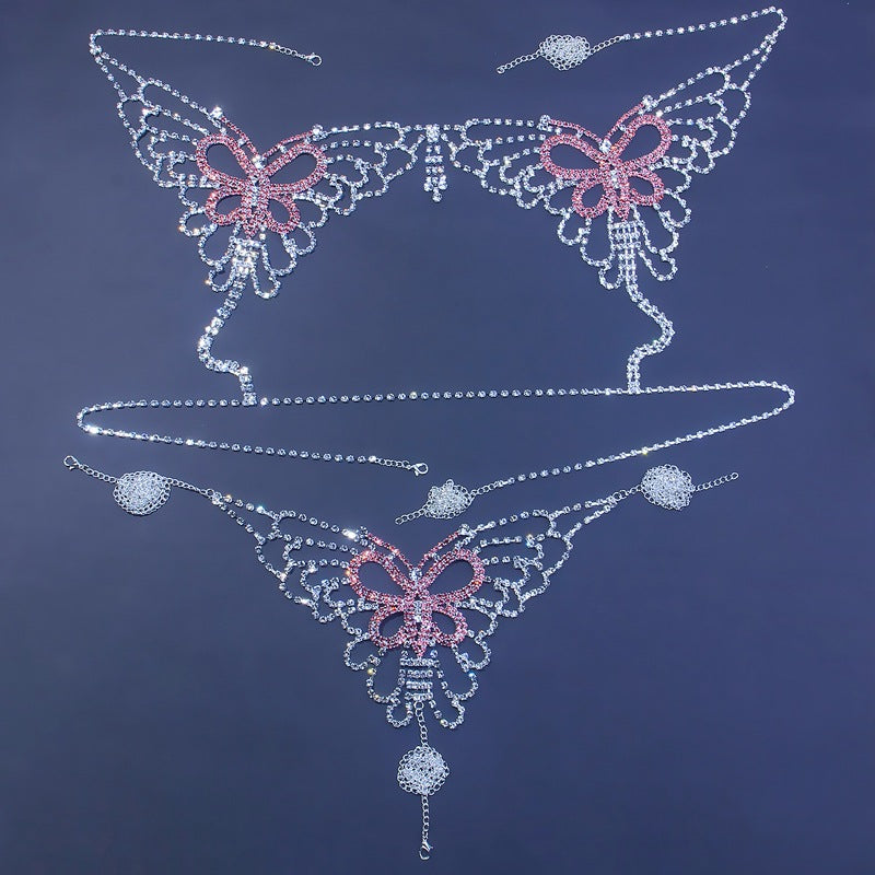 Butterfly Rhinestone Body Chain Set