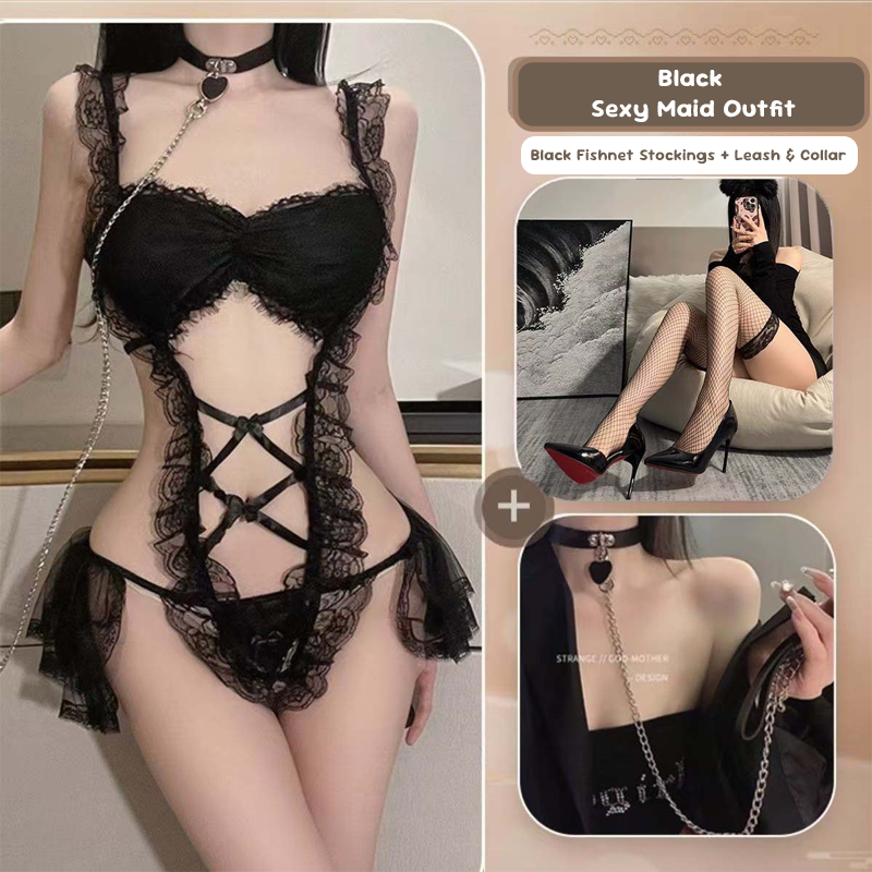 Lace Maid Costume See-through Free Lingerie