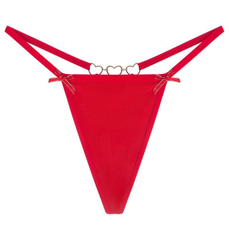 Love Heart Chain Bowknot Low Waist Seamless Thong
