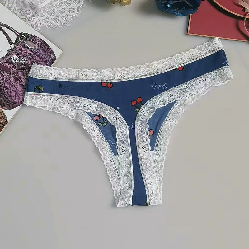 Seamless Silk Printed Underwear Thong