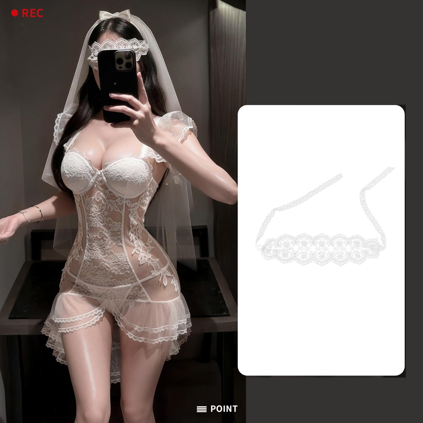 Bridal Fishtail Skirt See-through Flirting Suit