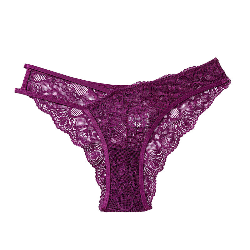 Low Rise Lace G-String Panties Strappy Design with Breathable Cotton Crotch