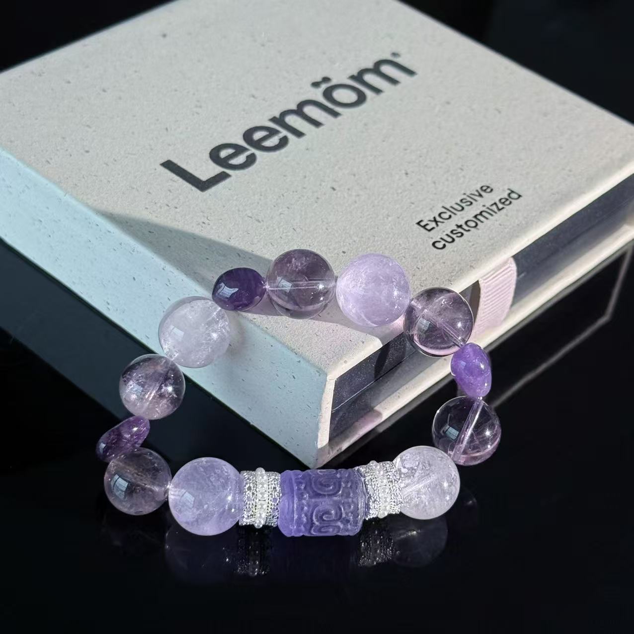 Amethyst and Clear Quartz Bracelet — Handcrafted Healing Energy Beaded Bracelet