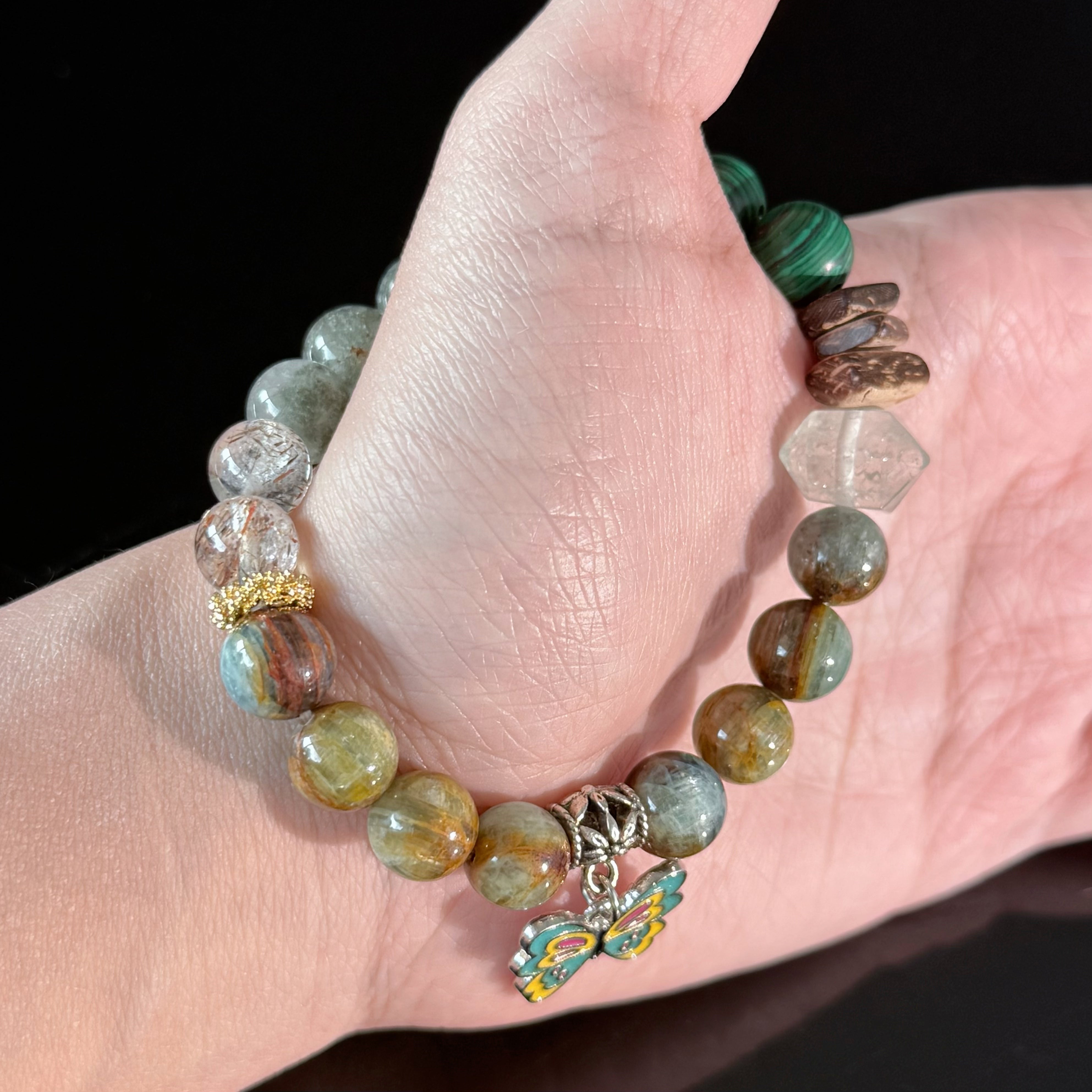 Malachite & Moss Agate Butterfly Bracelet