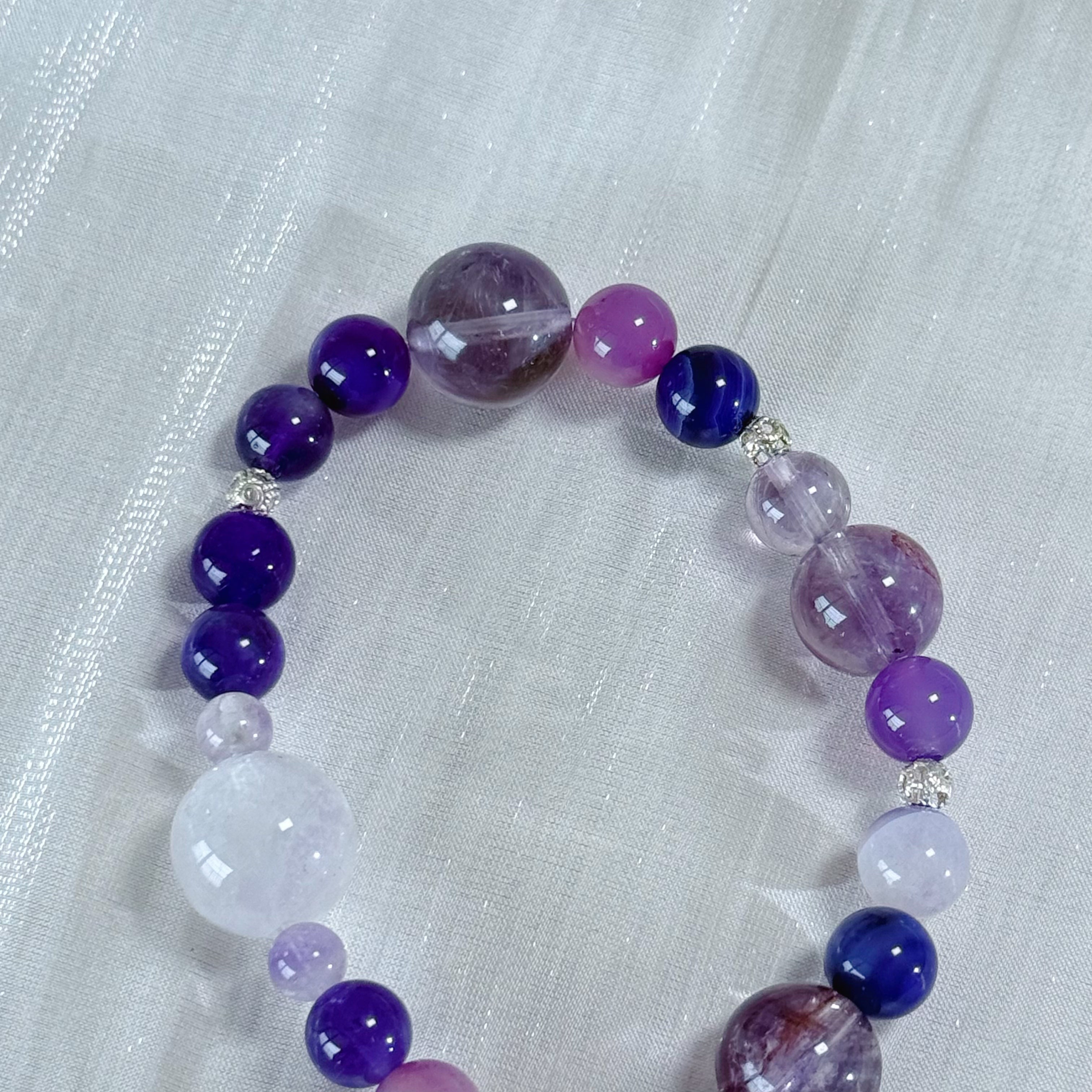 Dreamy Amethyst & Purple Agate Beaded Bracelet