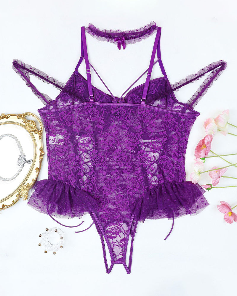 Plus Size Sheer Lace Bodysuits