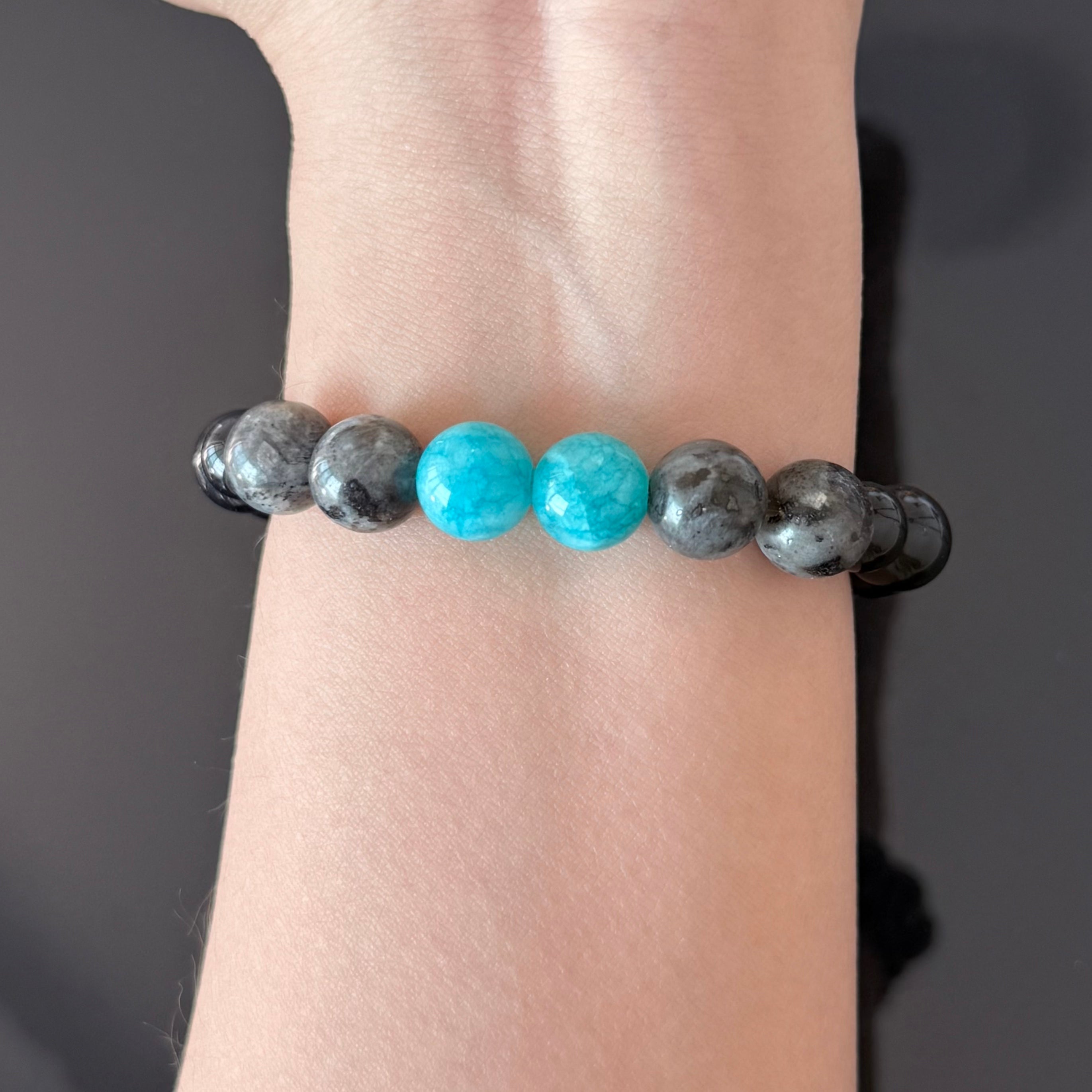 Obsidian, Turquoise Blue & Tiger’s Eye Bracelet