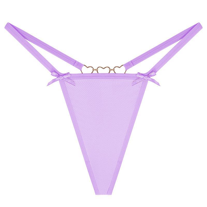 Love Heart Chain Bowknot Low Waist Seamless Thong