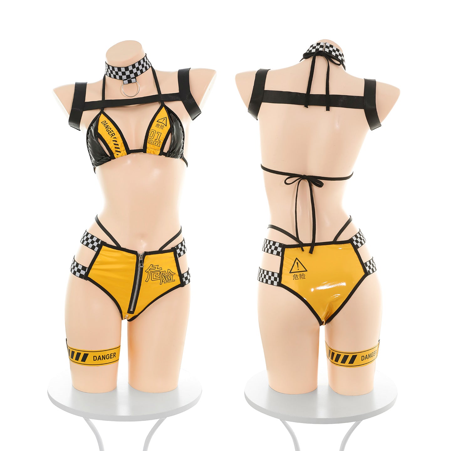 Car Model Cosplay Patent Leather Lingerie Set