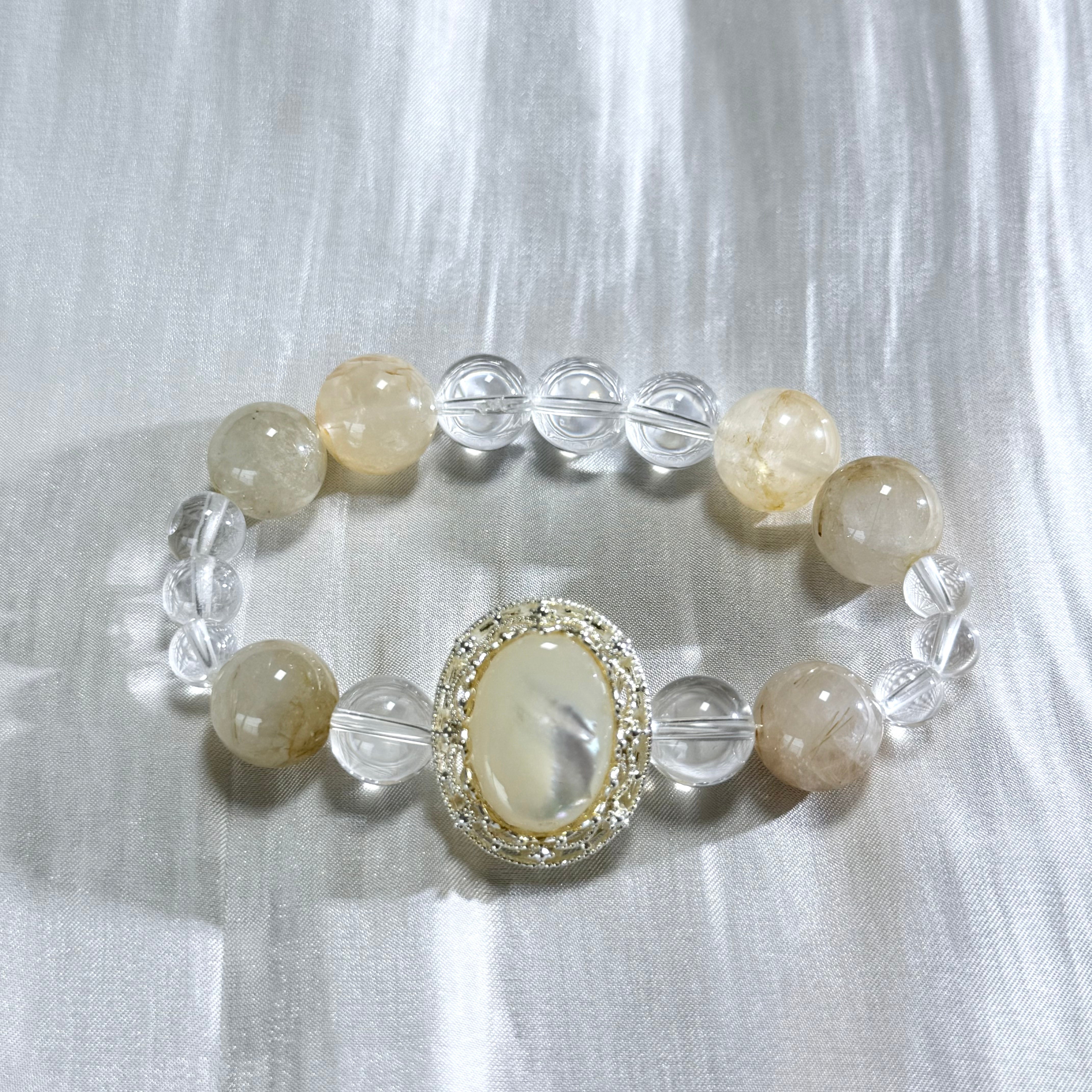 Purify your magnetic field and enhance your aura | White Crystal and Citrine Bracelet