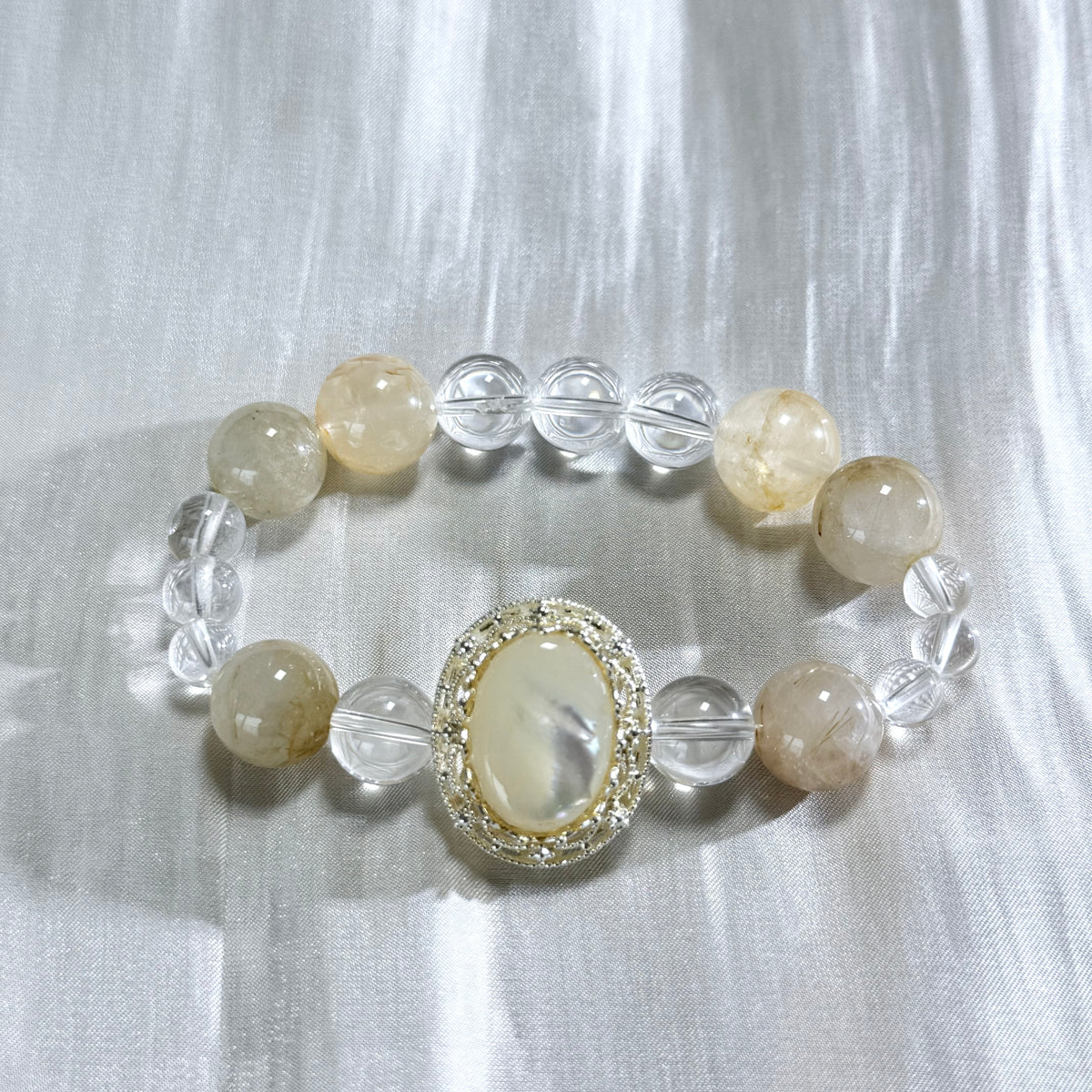 Purify your magnetic field and enhance your aura | White Crystal and Citrine Bracelet
