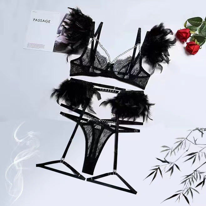 Four - piece Lace Splicing Chain Slimming Lingerie