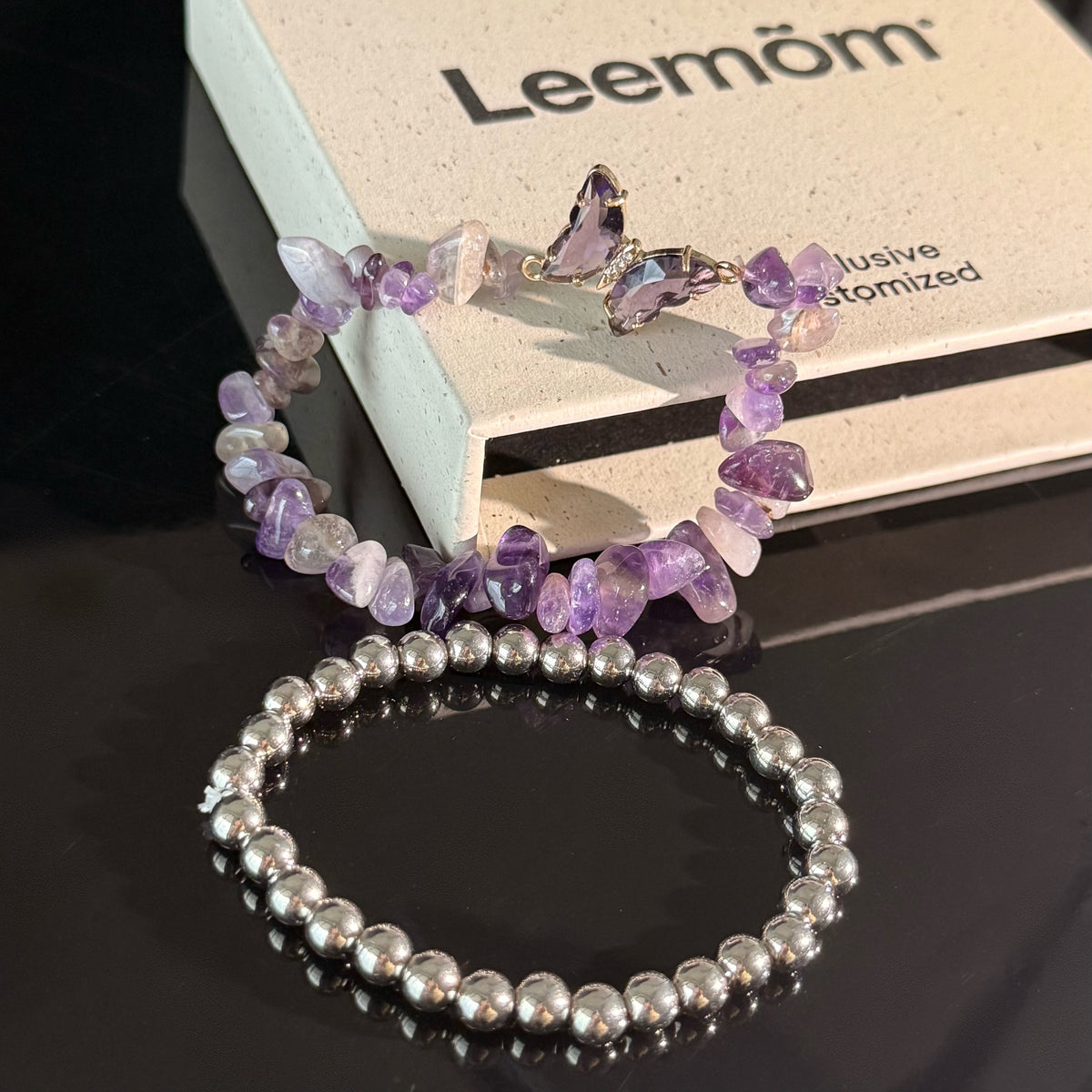 Pisces Amethyst Bracelet Set – Healing Crystal & Silver Energy Jewelry