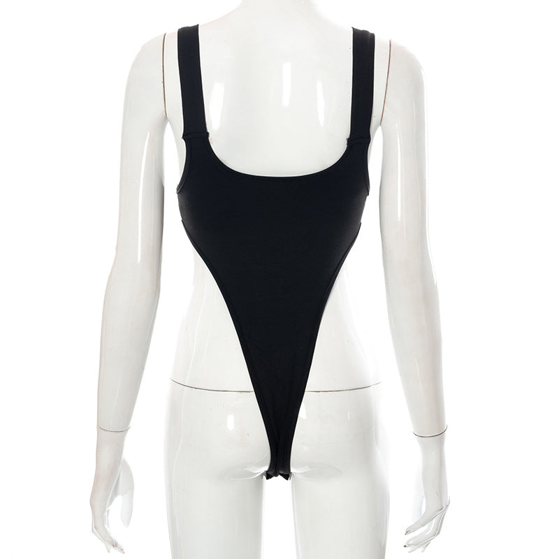 "Baby" Printed One-piece Strap Buckle Lingerie