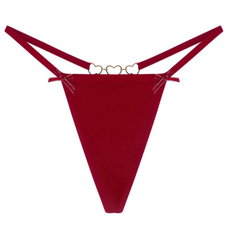 Love Heart Chain Bowknot Low Waist Seamless Thong