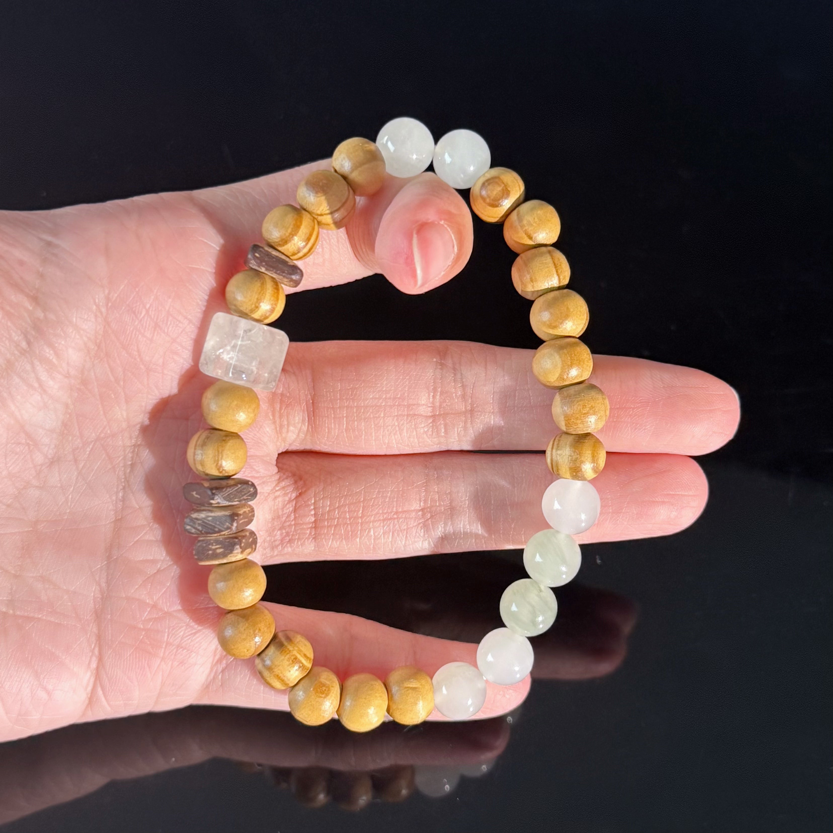 Taurus Crystal Bracelet – Wood & White Jade Zodiac Bracelet