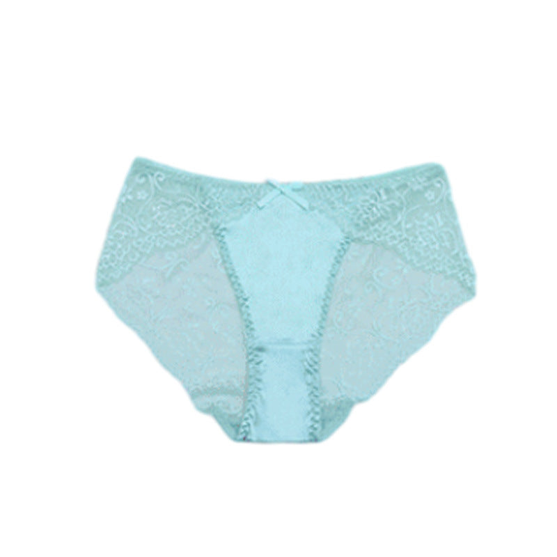Lace Thong Underwear Low Rise with Bowknot Cotton Crotch