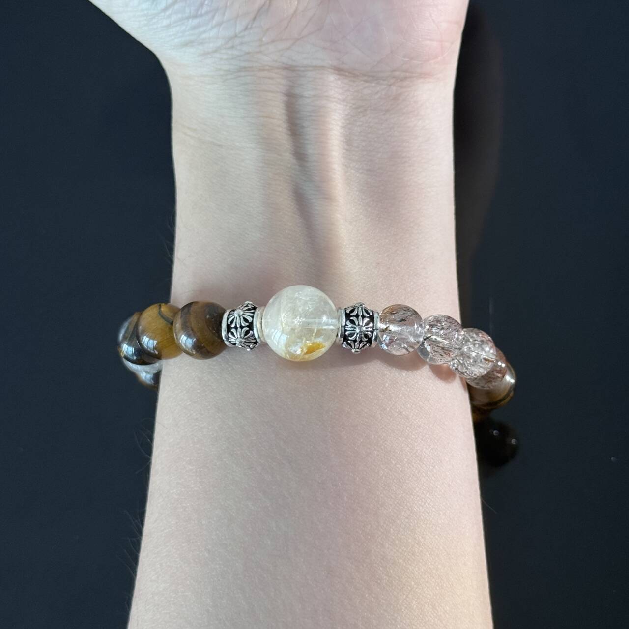 Handcrafted Tiger's Eye and Clear Quartz Bracelet — A Natural Gemstone Energy Bracelet to Help You Find Protection, Confidence, and Mental Clarity