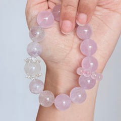 Lavender Amethyst Bracelet with Rose Quartz Flower & Zircon Charm