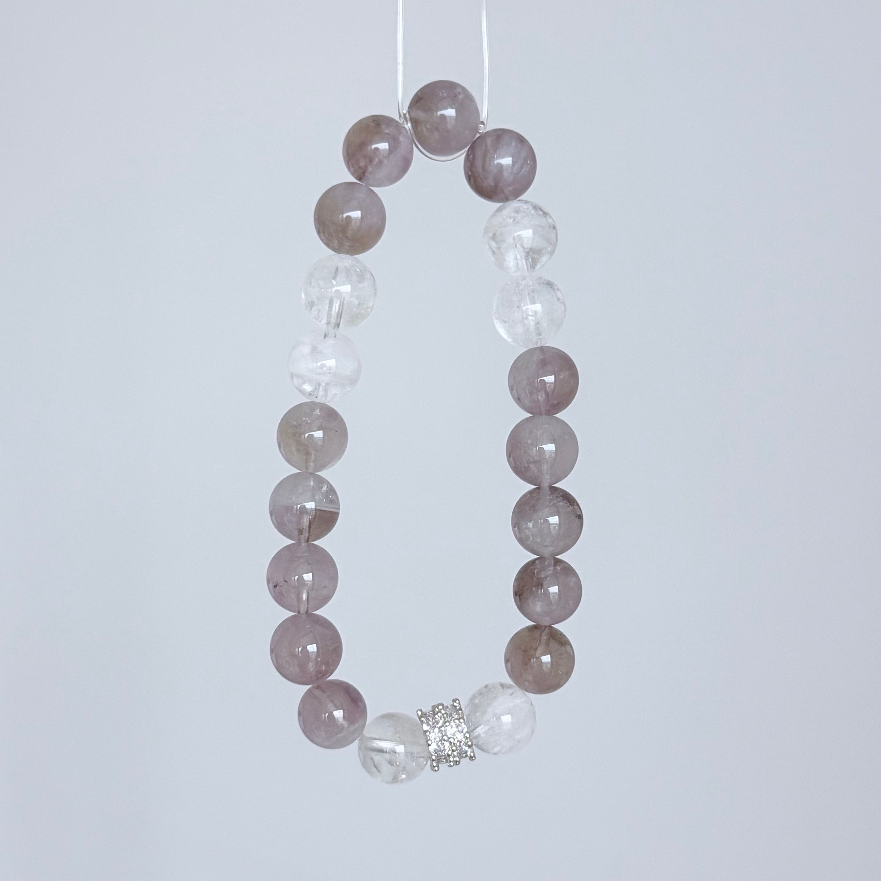 Gray Rutilated Quartz & Clear Crystal Bracelet