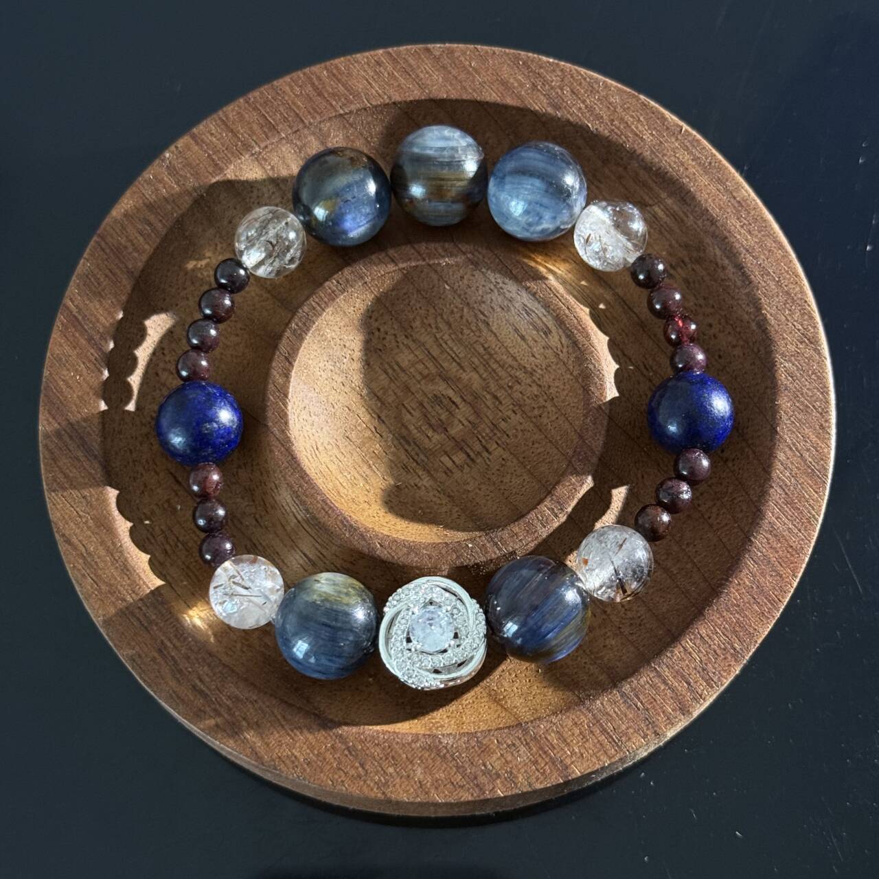Natural Labradorite, Lapis Lazuli & Rutilated Quartz Crystal Bracelet – Handmade Healing Energy Bracelet for Protection, Wisdom & Confidence