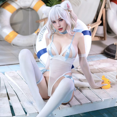 Catgirl Cosplay Open Crotch Bodysuit Set