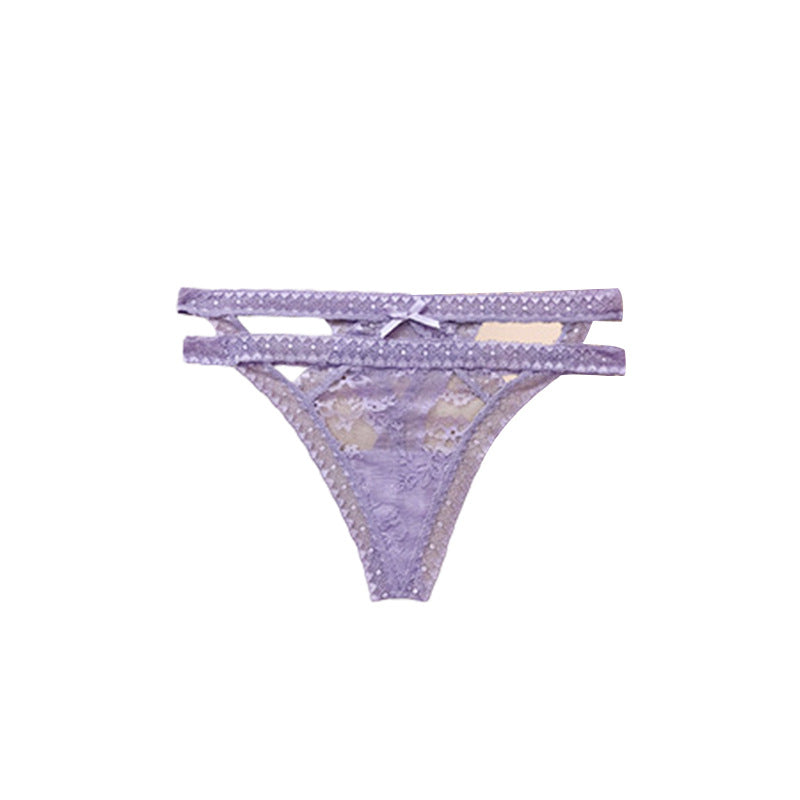 Solid Colors Breathable Tempting Look Lace Cutout Underwear Set