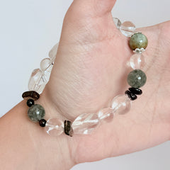 Clear Quartz & Green Phantom Crystal Bracelet