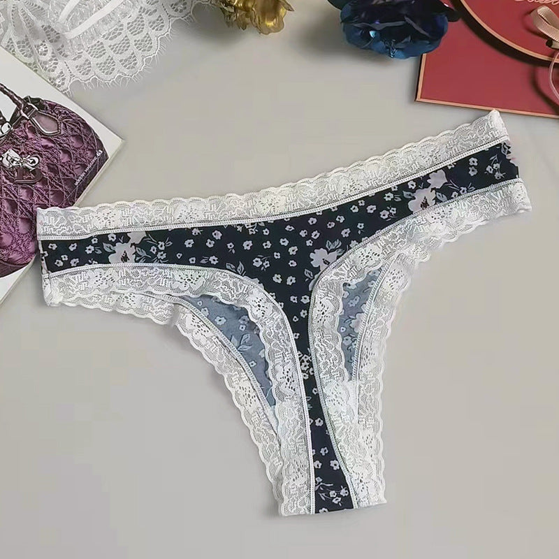 Seamless Silk Printed Underwear Thong