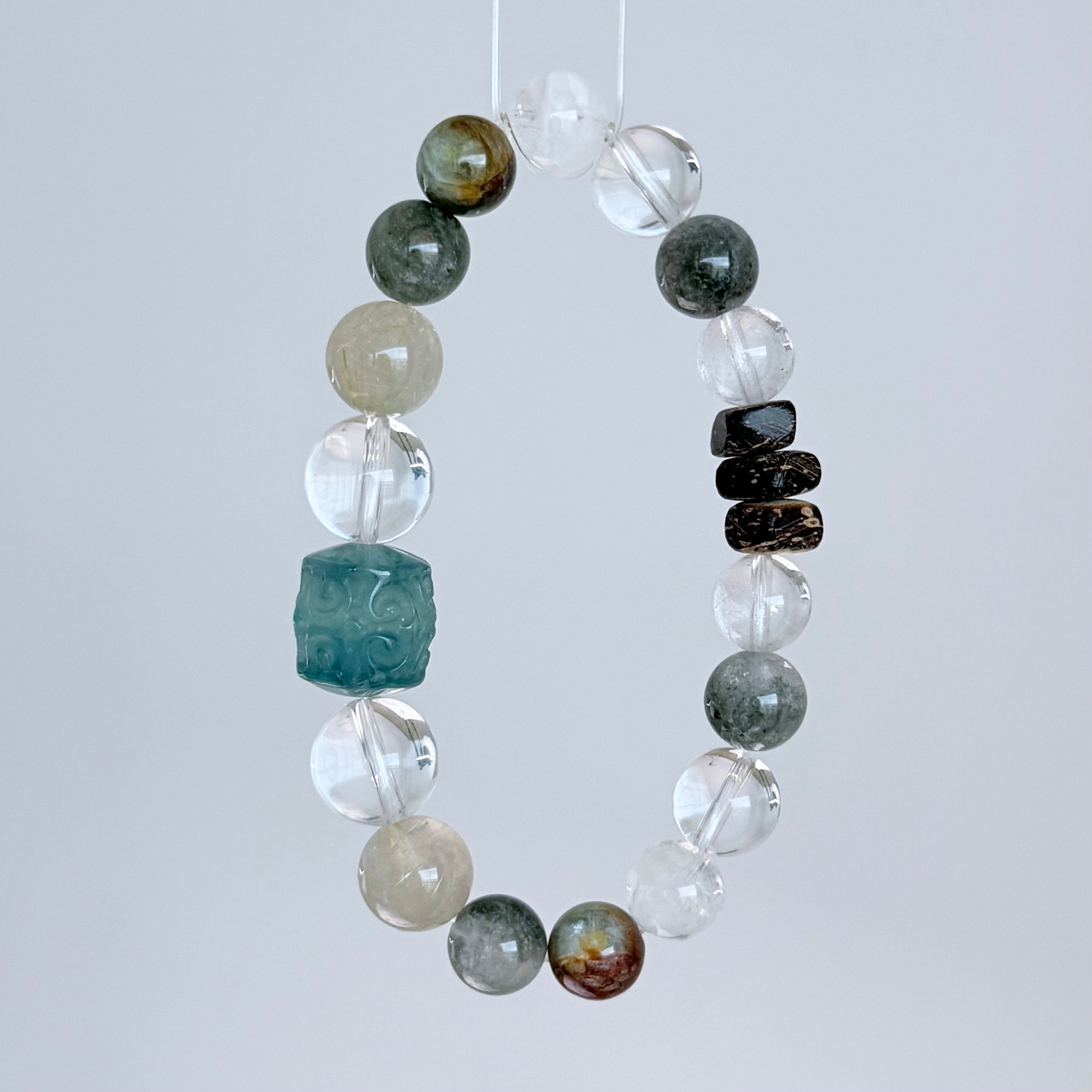 Aquamarine & Golden Rutilated Quartz Bracelet
