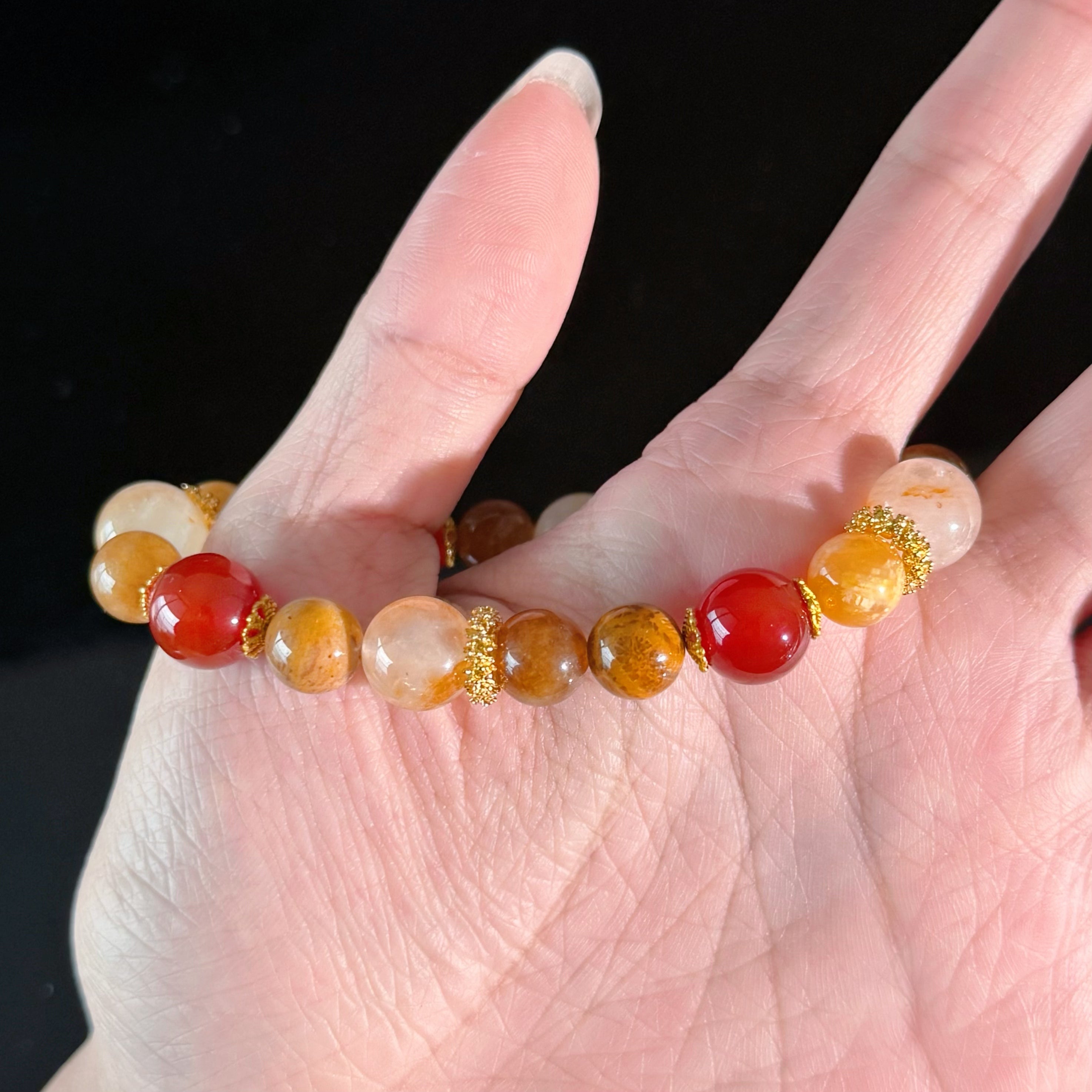Taurus Crystal Bracelet – Red Agate & Golden Quartz Bracelet