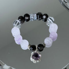 Amethyst & Black Obsidian Under the Moonlight | A Niche-Design Bracelet with an Atmospheric Vibe