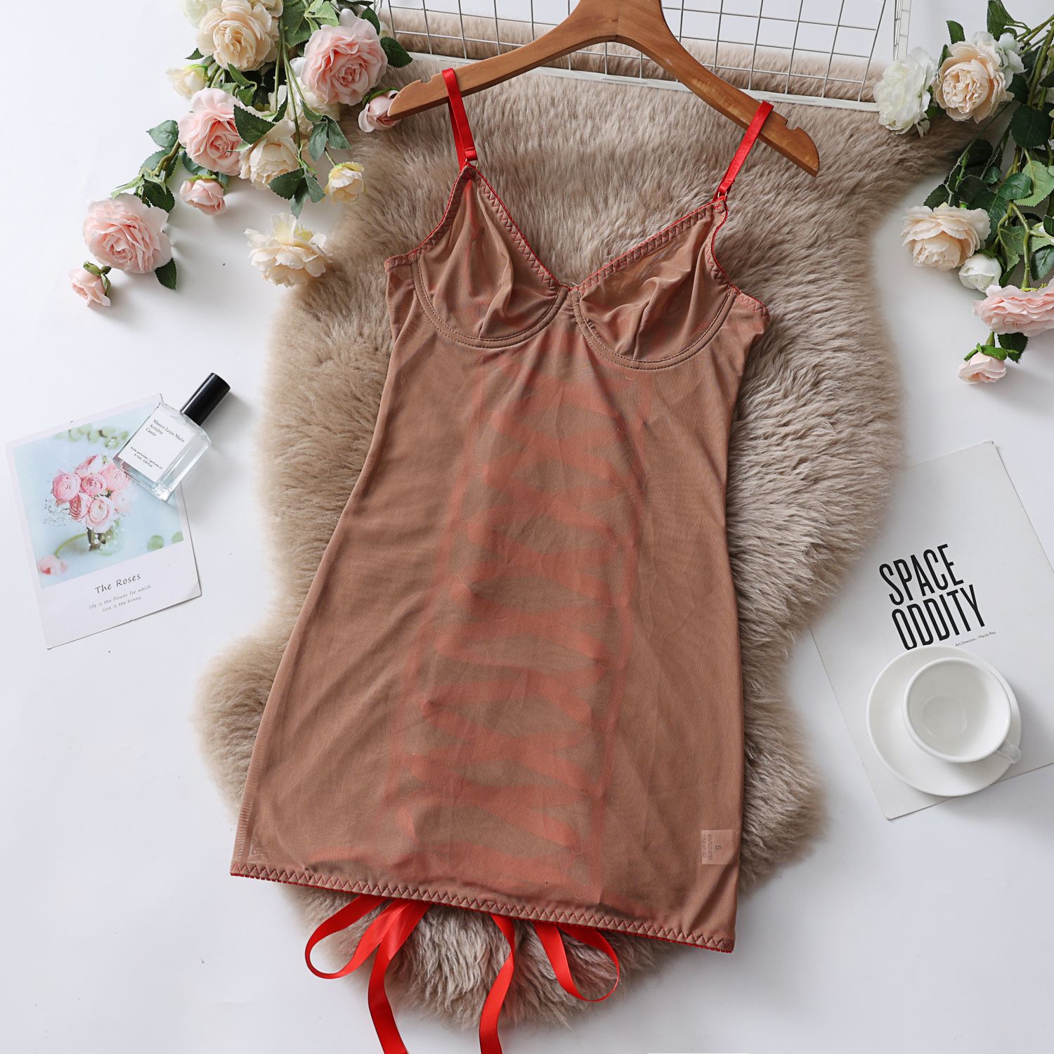 Mesh Suspenders Transparent Lace Lingerie Temptation Jumpsuit