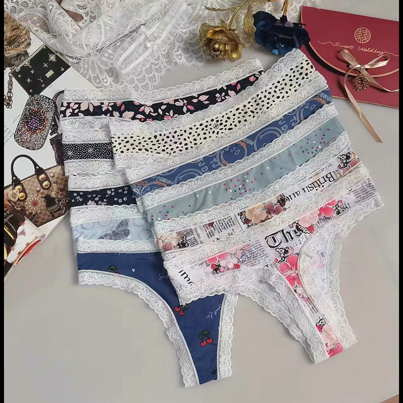 Seamless Silk Printed Underwear Thong
