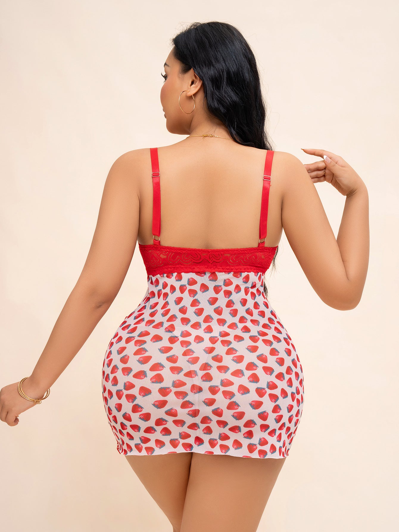 Plus Size Strawberry Silk Nightdress