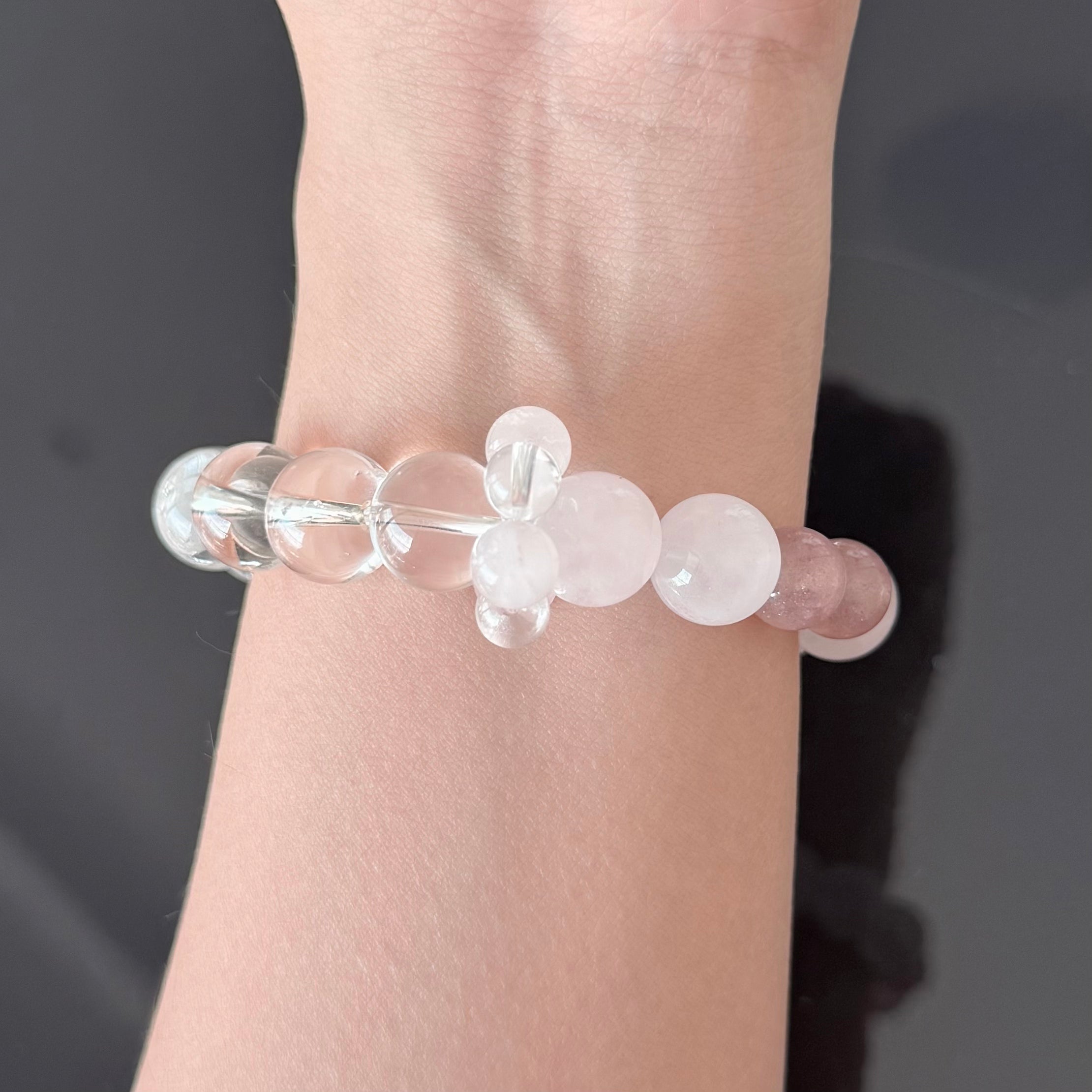 Rose Quartz & Clear Quartz Crystal Bracelet