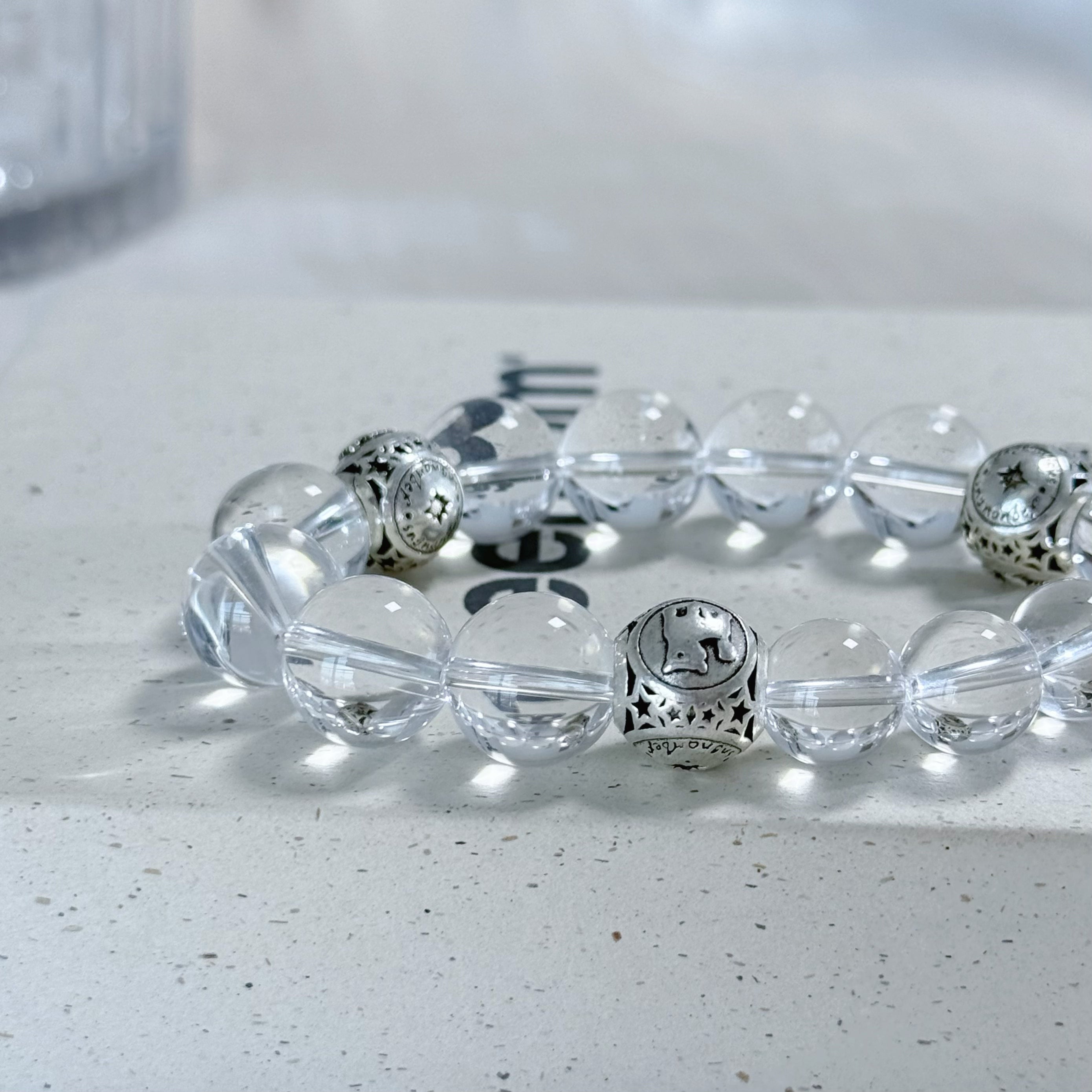 Pure Light Clear Quartz Zodiac Bracelet | Handmade Crystal Jewelry for Positive Vibes