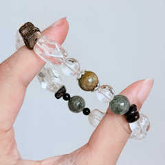 Clear Quartz & Green Phantom Crystal Bracelet