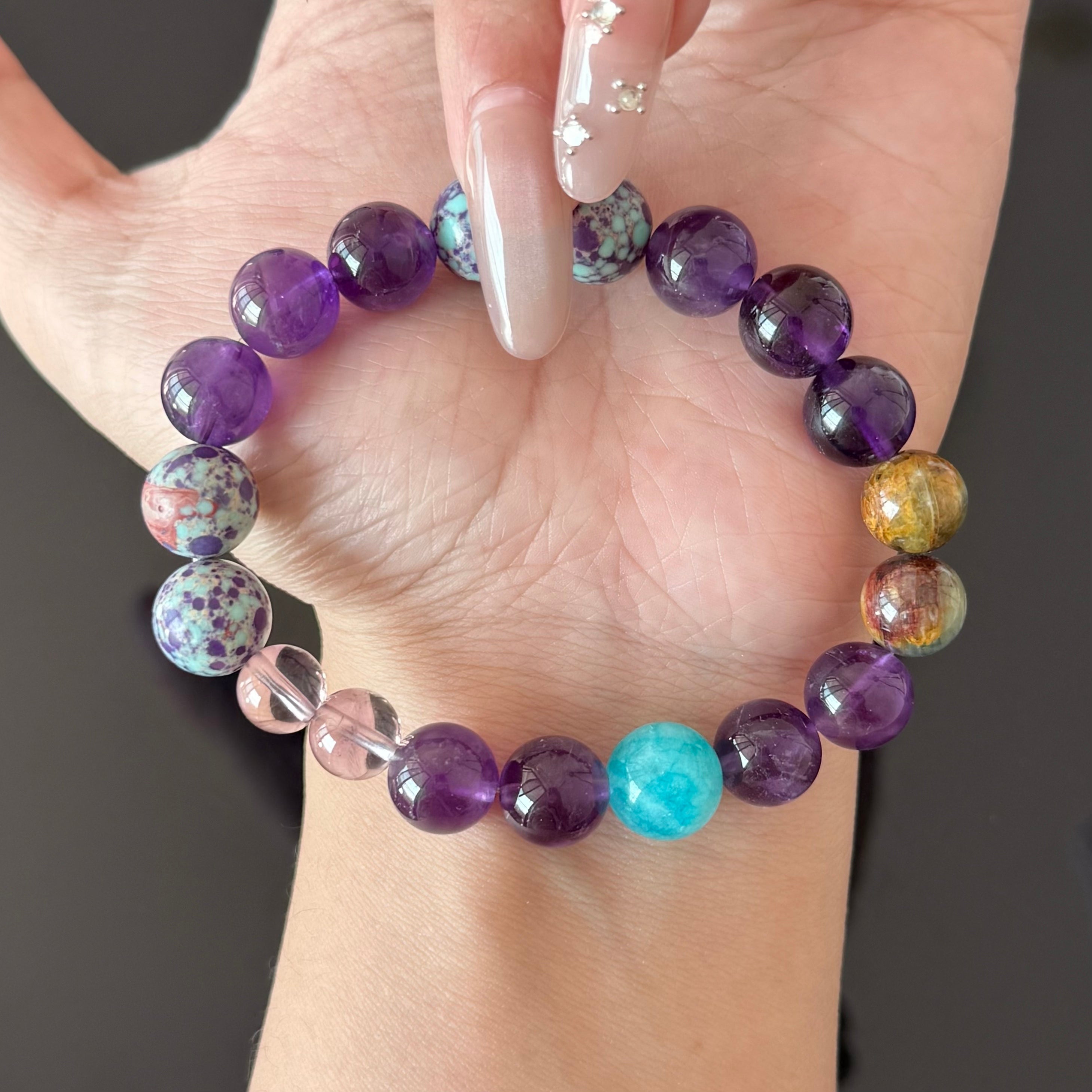 Amethyst & Turquoise Mixed Gemstone Bracelet