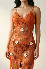 Knitted Hand Crochet Strap Crocheted Split Beach Dress