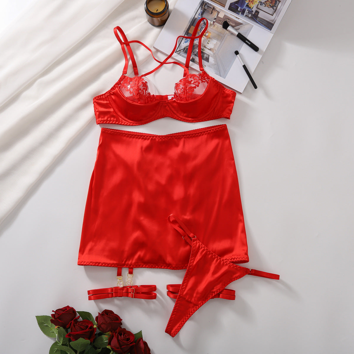 Underwear Cross Strap Hip Skirt Five Piece Set
