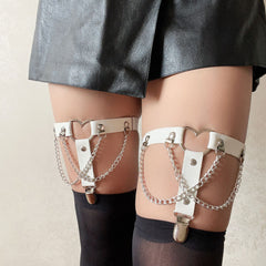 Elastic Band Leg Ring Socks Clip Love Heart-Shaped Chain Sweet Cool Dark Series